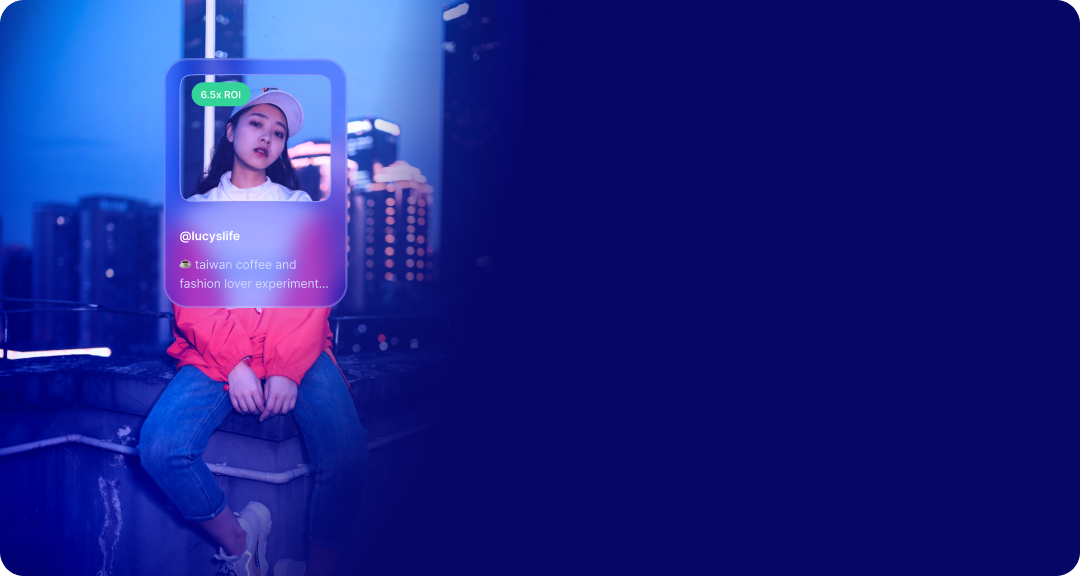 Creator profile surfaced by Jaice AI: @lucyslife, 6.5x ROI, taiwan coffee and fashion lover