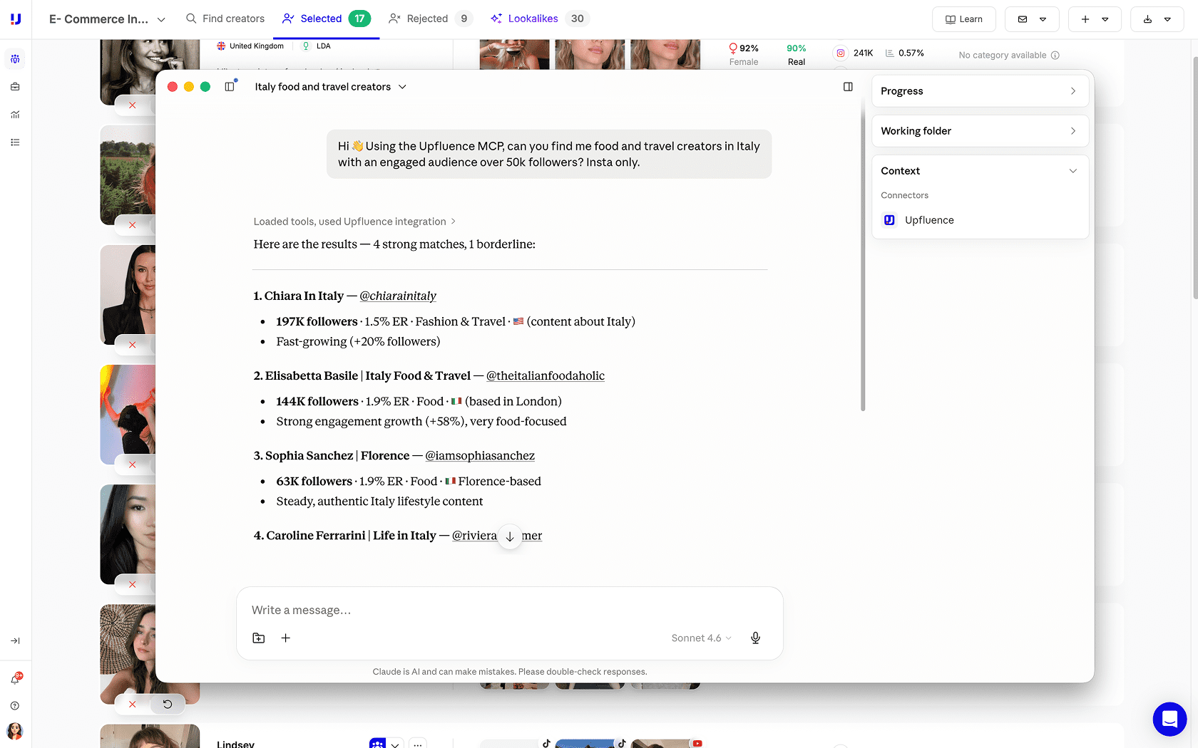 Upfluence integrations with AI assistants (MCP)