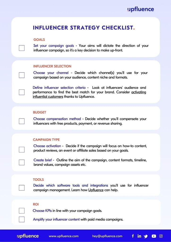 influencer strategy checklist