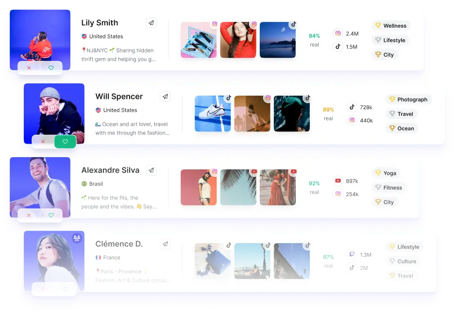 Illustration of the search feature of Upfluence influencer marketing platform