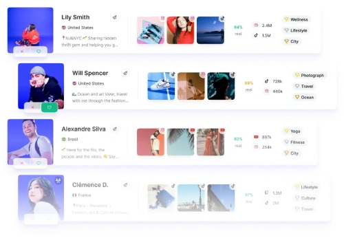 Illustration of the search feature of Upfluence influencer marketing platform