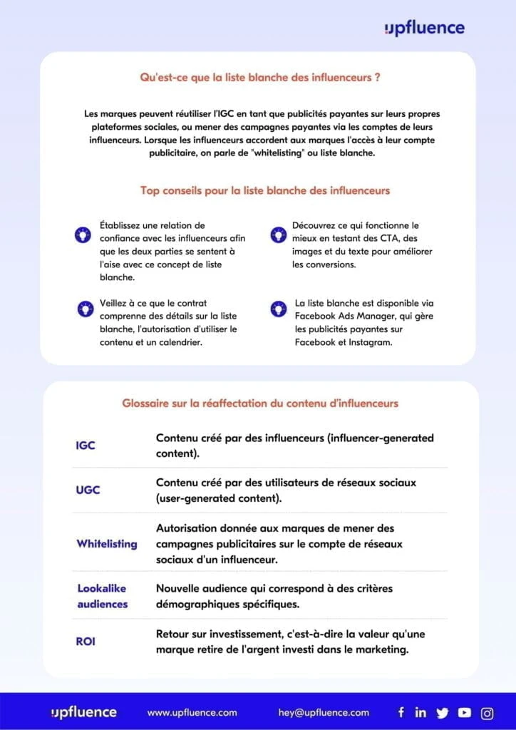 liste blanche des influenceurs