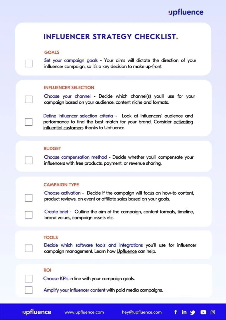 influencer strategy checklist